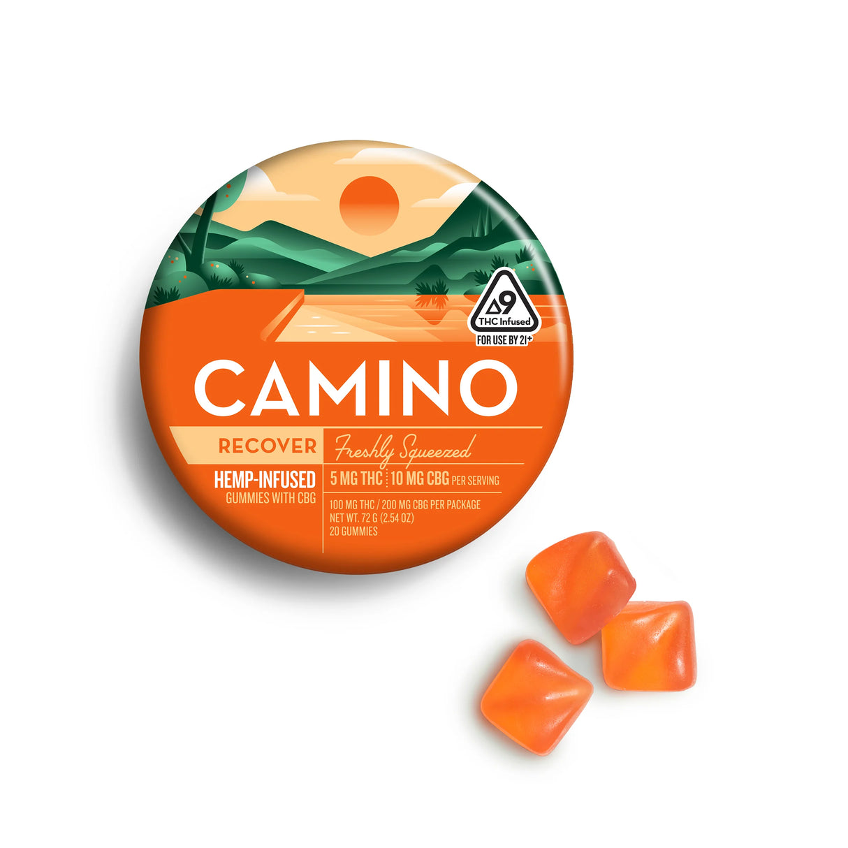 Kiva Camino Freshly Squeezed Recover 5mg Delta 9 10mg CBG Gummies