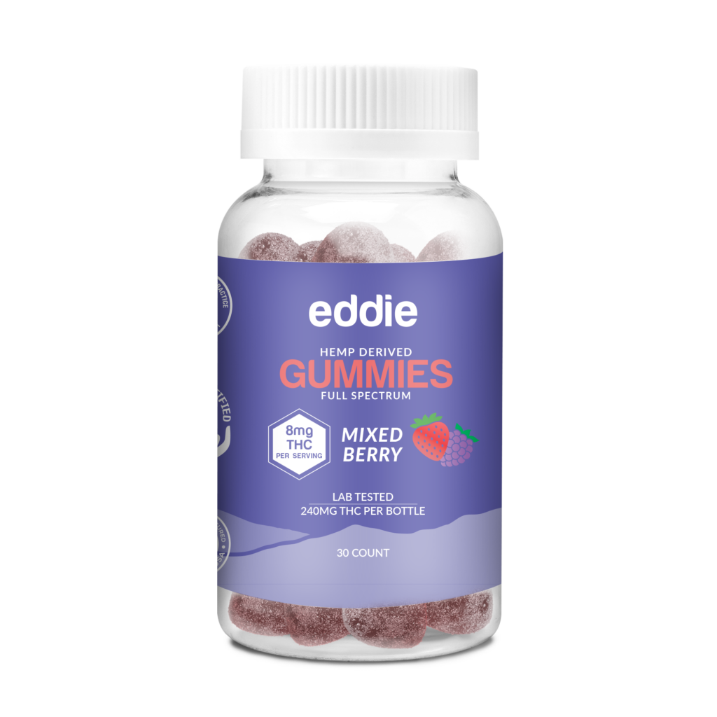 Bottle of Eddies Mixed Berry Gummies 30 count