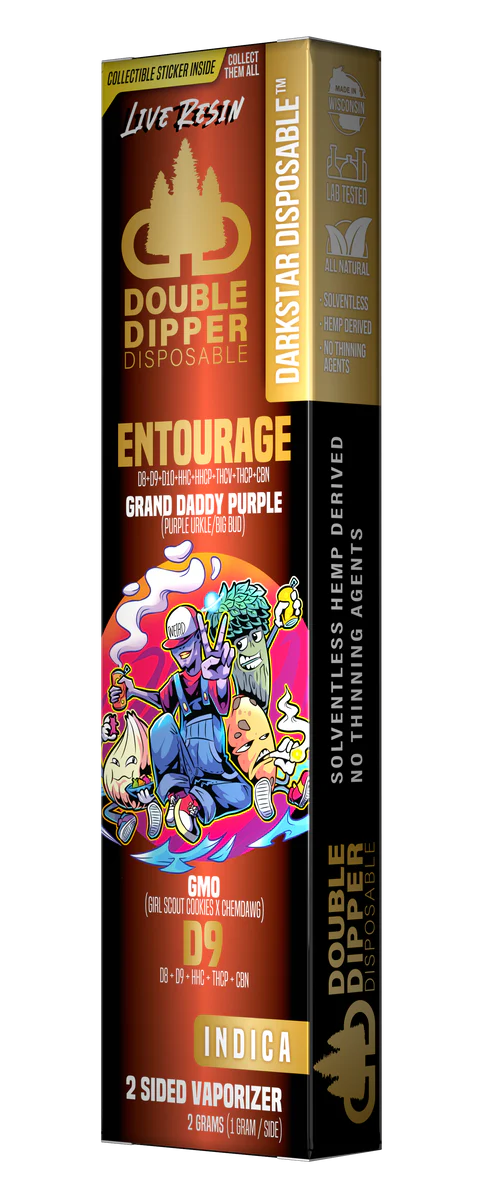 3 Tall Pines Grand Daddy Purple GMO Entourage - Darkstar Disposable Double Dipper 2g Vape