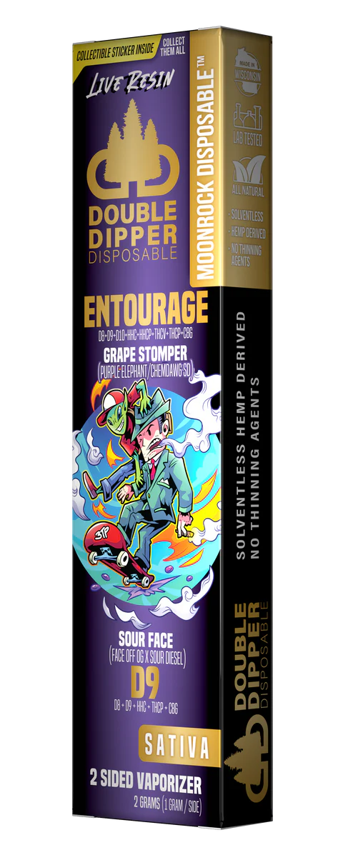 3 Tall Pines Grape Stomper Sour Face - Moonrock Disposable Double Dipper 2g Vape