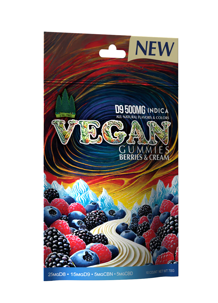 3 Tall Pines Delta 9 Vegan Gummies Berries and Cream 500mg