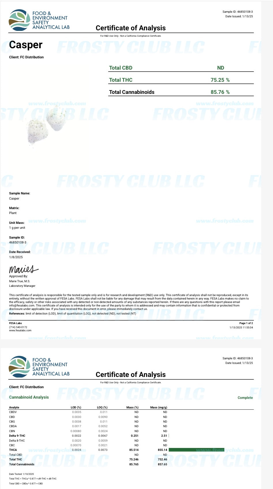 Casper Premium THCa Indoor Flower Snowcaps