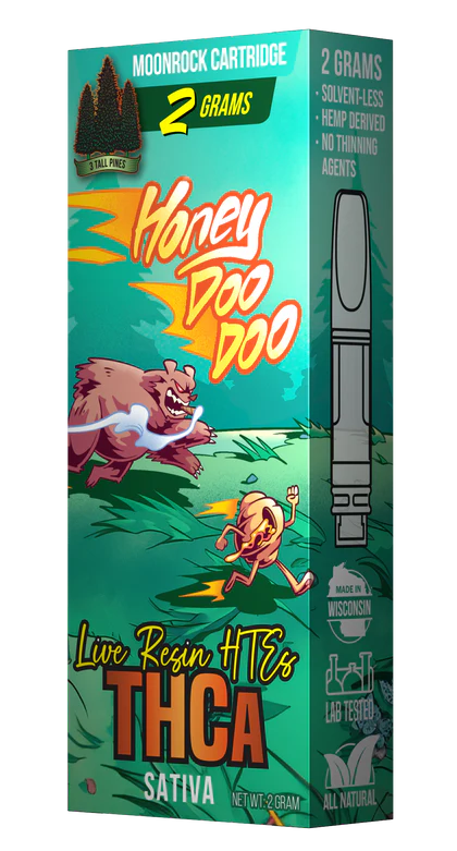 Packaging for 3 Tall Pines Honey Doo Doo 2g Live Resin HTE THCA Cart