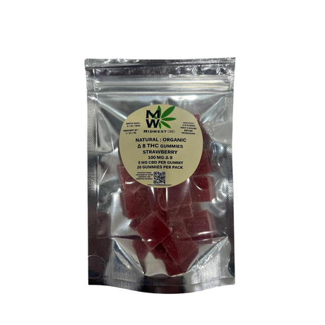 Midwest CBD's Natural strawberry d8 gummies