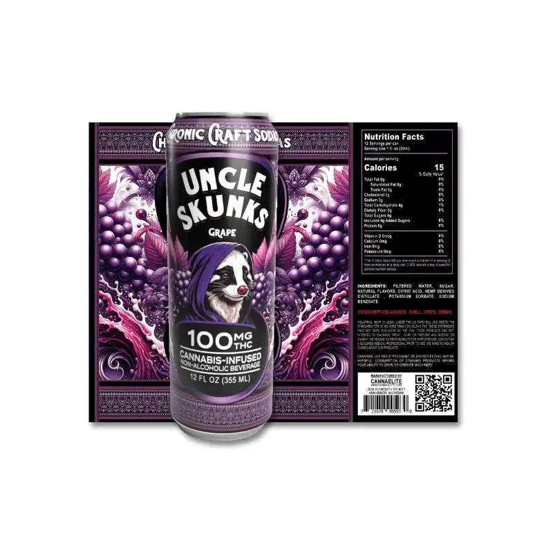 Uncle Skunks Grape Soda 100mg Delta 9 Craft Soda