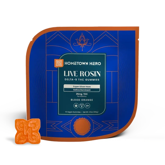 Hometown Hero Blood Orange Sativa Delta 9 Live Rosin Gummies
