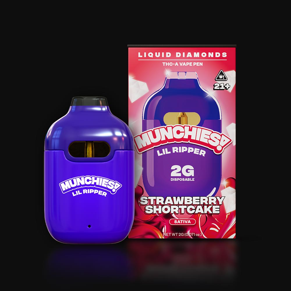 Munchies Lil Ripper Strawberry Shortcake 2g Liquid Diamond THCa Disposable Vape