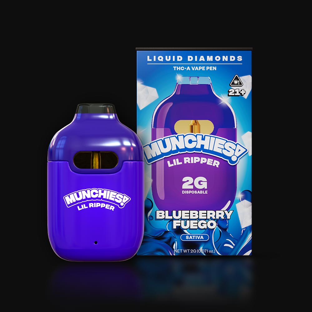 Delta Munchies Blueberry Fuego Lil Ripper 2g THCa Diamonds Disposable Vape
