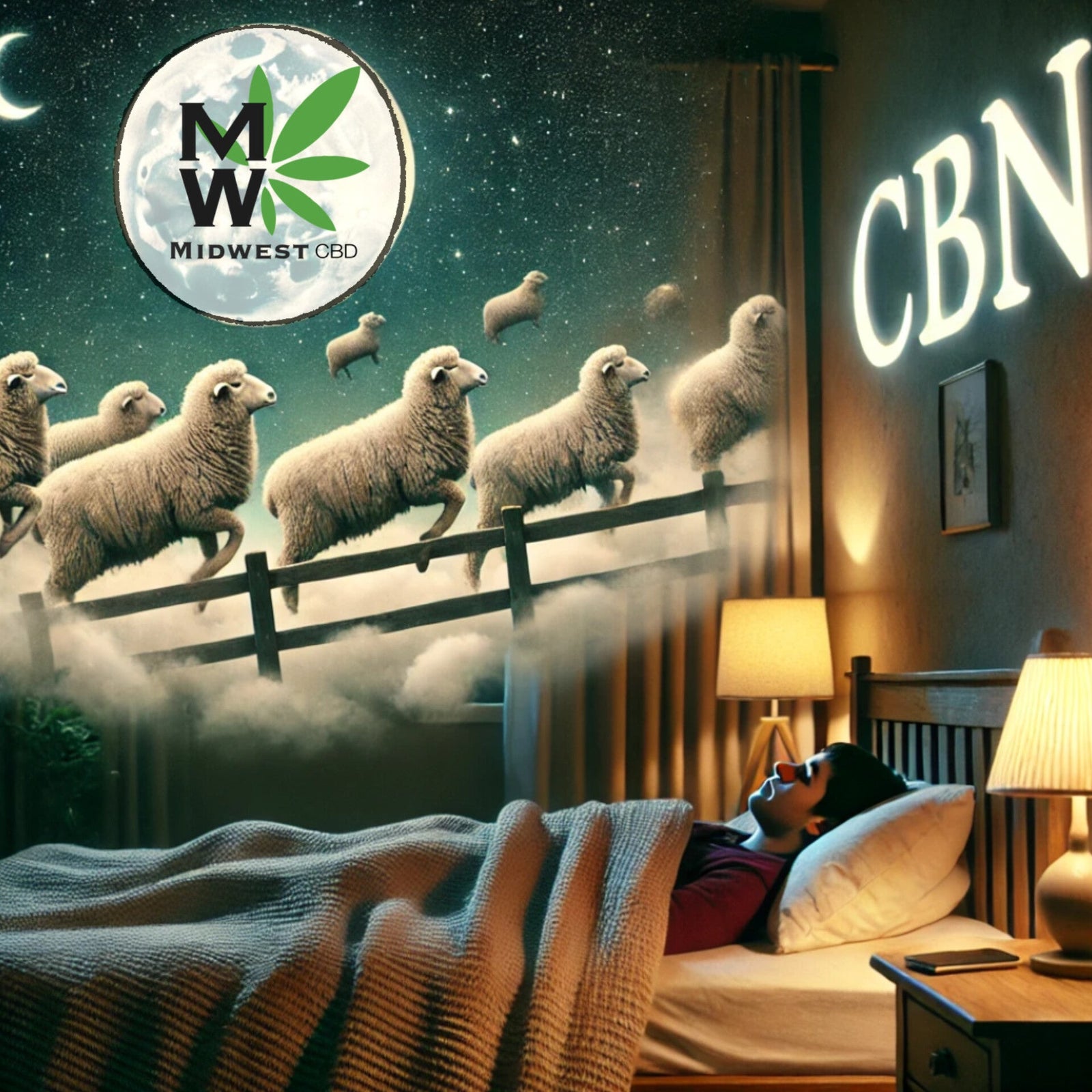 A man lies in bed as he "counts sheep", Transform Your Sleep- CBN Spotlight by Midwest CBD