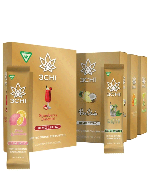 Box and Pouch for 3Chi's 10mg Delta 9 Drink Enhancers