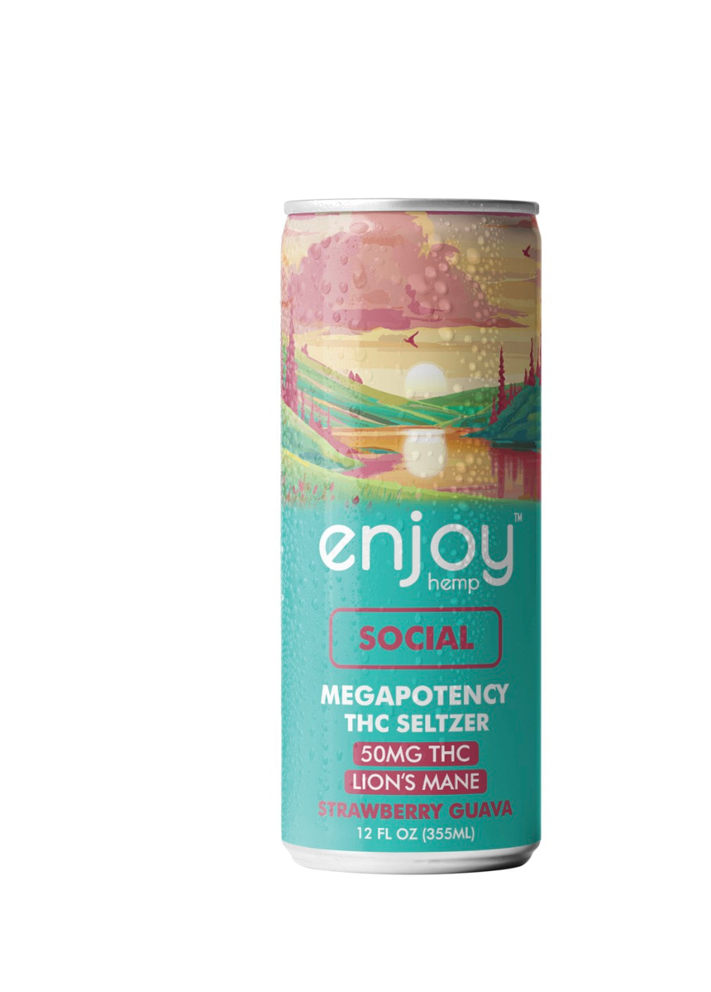 Enjoy Hemp 50mg THC + Lion’s Mane Social Seltzer | Strawberry Guava