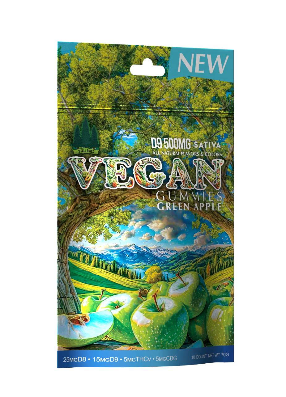 3 Tall Pines Delta 9 Vegan Gummies Green Apple 500mg