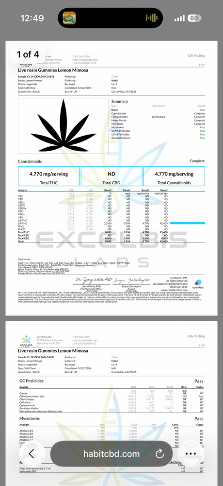 Habit Delta 9 THC Live Rosin Gummy – Lemon Mimosa – Sativa