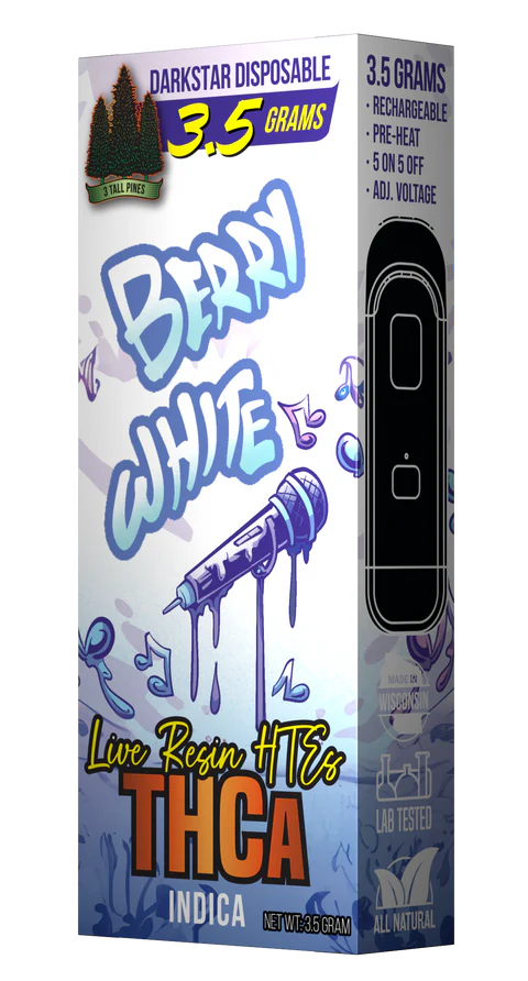 3 Tall Pines THCa Disposable Vape - Berry White - Darkstar 3.5g (Indic Midwest Kenosha 3 Tall Pines THCa Disposable Vape - Berry White - Darkstar 3.5g (Indic Midwest Kenosha