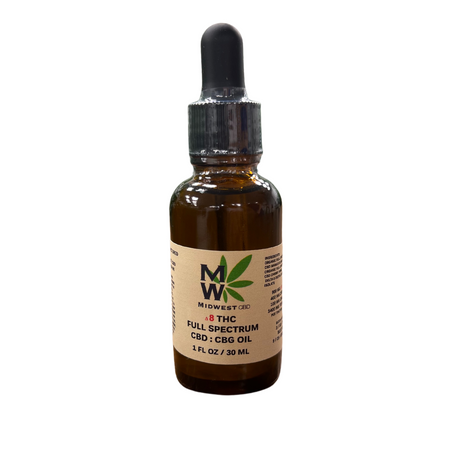 Bottle of Midwest CBD's Delta 8 Full Spectrum CBD CBG oil