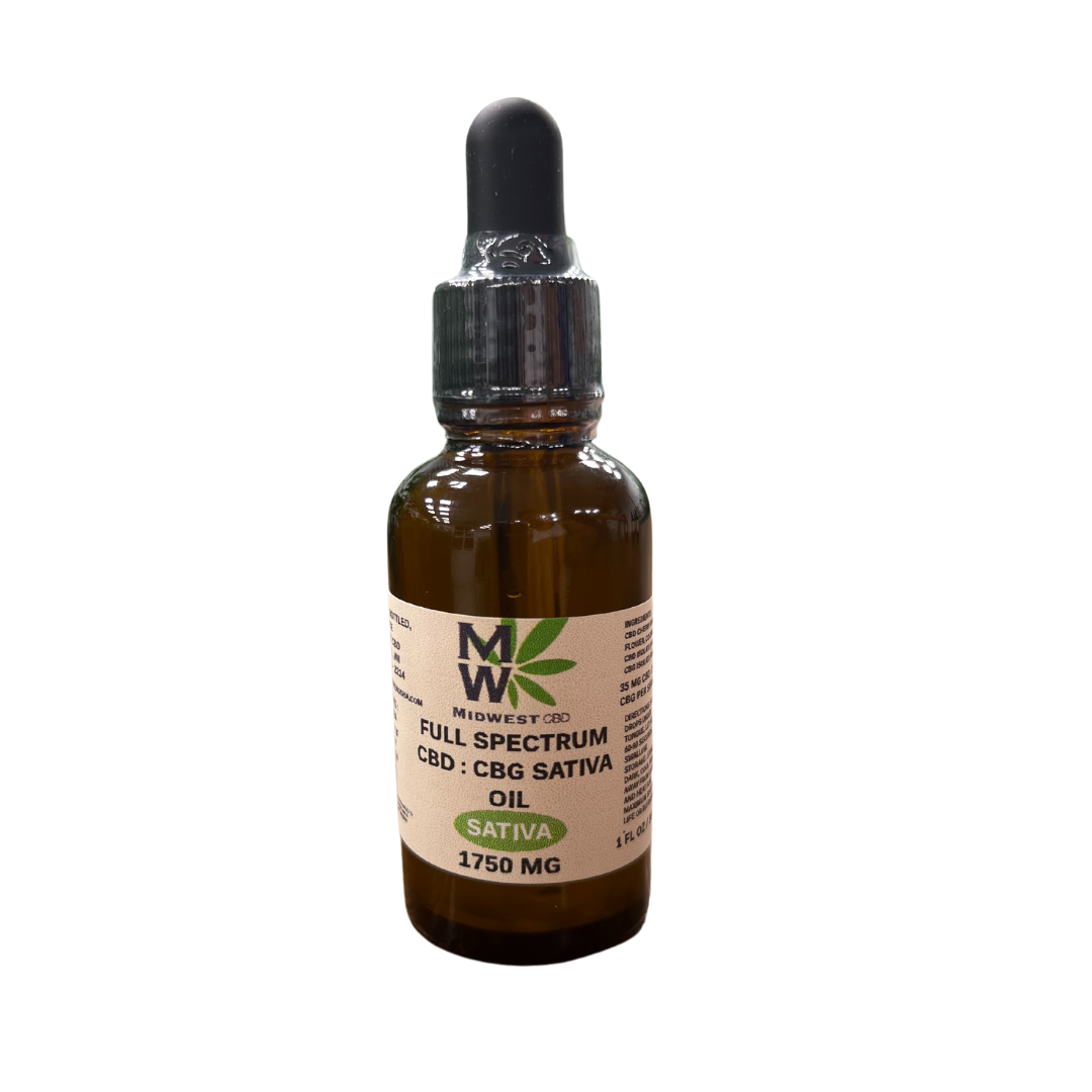 Midwest CBD Sativa CBD Oil - Full Spectrum - 1800mg/1 FL OZ