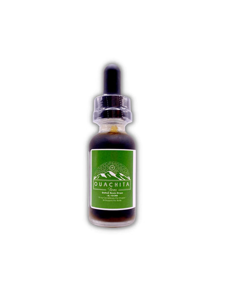 Bottle of Ouachita Farms Delta 8 THC Rosin Drops