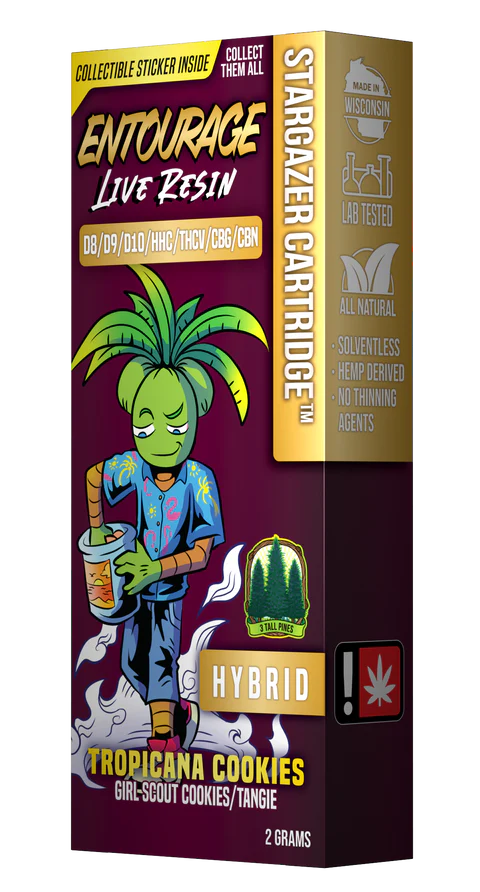 3 Tall Pines Entourage Vape Cartridge - Tropicana Cookies - Stargazer 2g (Hybrid)