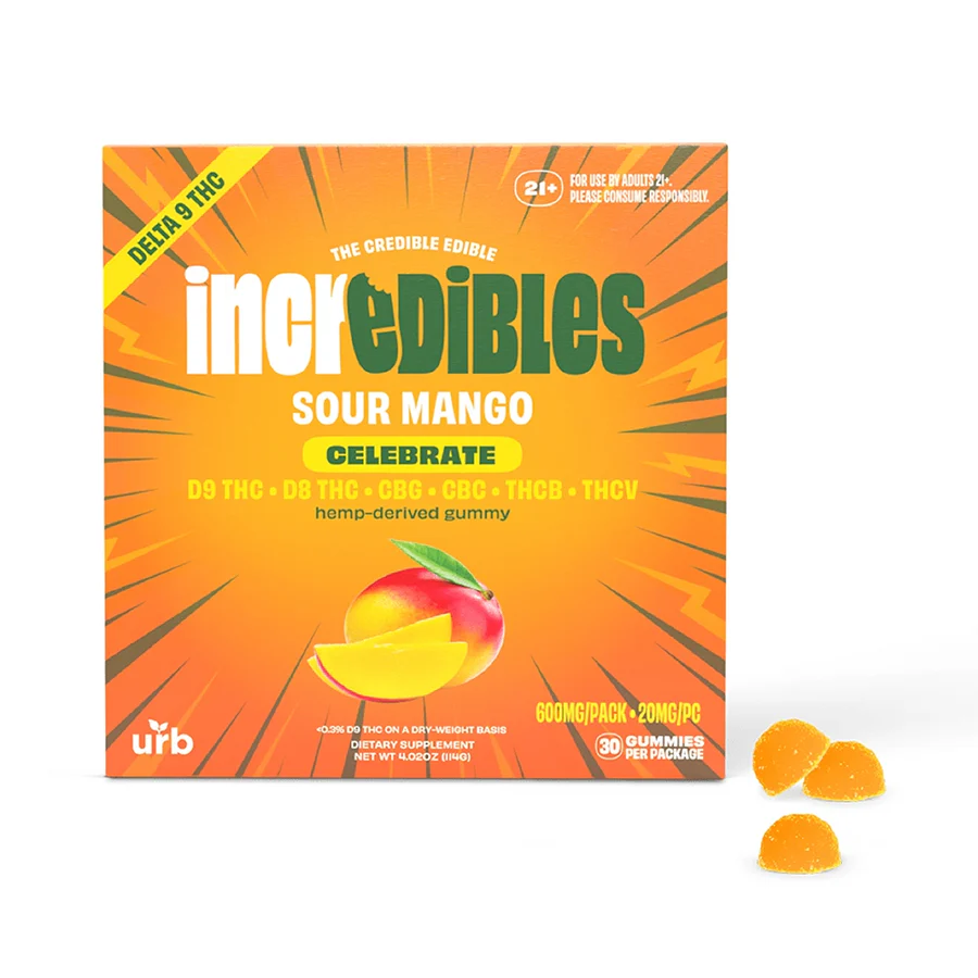 IncrEdibles Sour Mango Celebrate 20mg Gummies
